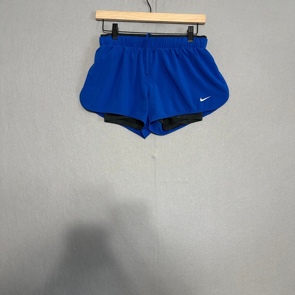 Nike Dri-FIT 2-in-1 Running Shorts Blue Black Compression Liner Womens‎ Small
